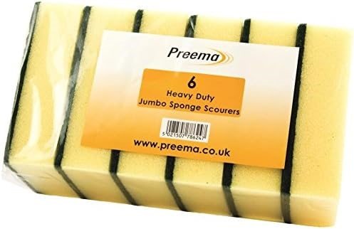 Preema 6 Heavy Duty Jumbo Sponge Scourers 6pk × 1