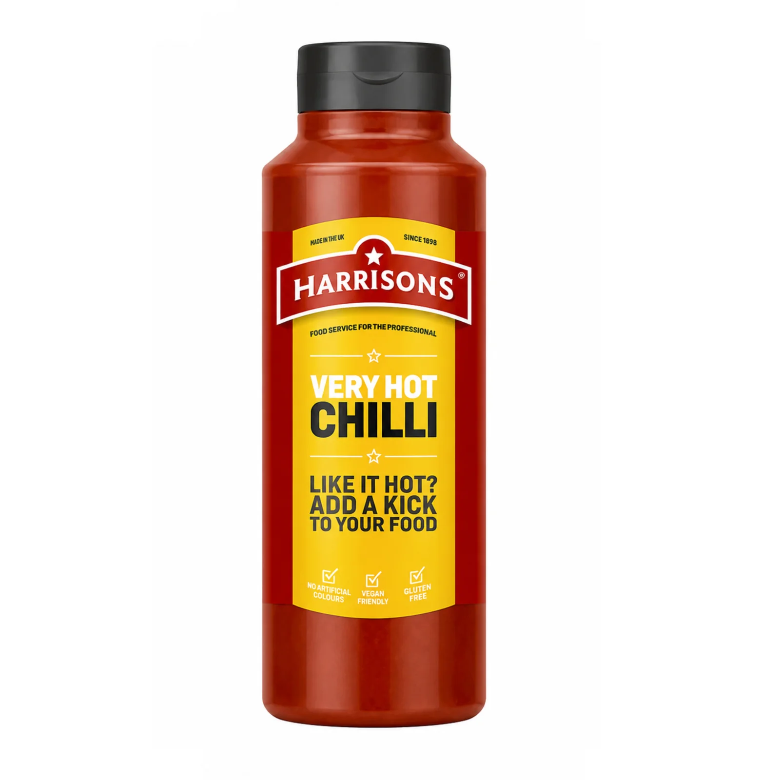 Harrisons Very Hot Chilli Sauce bottle for food service