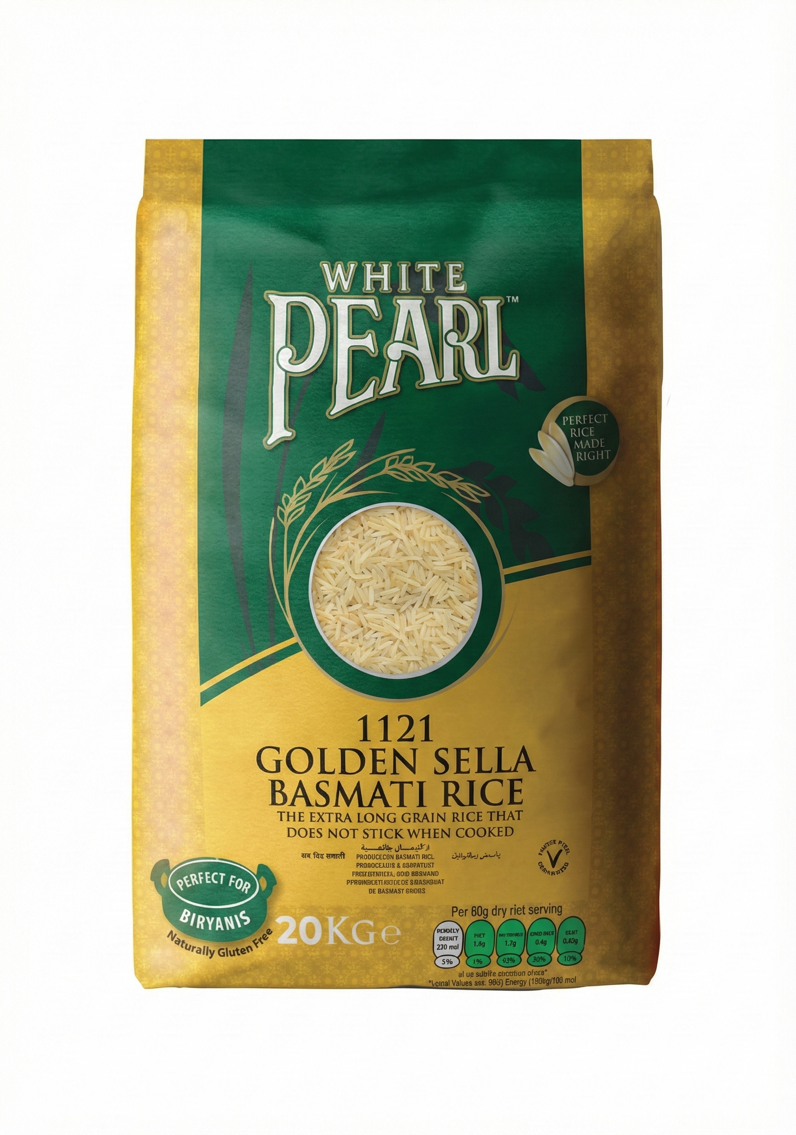 WHITE PEARL GOLDEN SELLA BASMATI RICE 20 KG