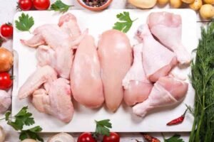 Fresh raw halal chicken breast, wings and drumsticks prepared for wholesale supply by halal meat supplier in Birmingham