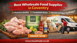 Wholesale food supplier in Coventry offering fresh halal chicken, cooking oil, sauces, and packaging materials with reliable delivery.