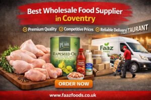 Wholesale food supplier in Coventry offering fresh halal chicken, cooking oil, sauces, and packaging materials with reliable delivery.