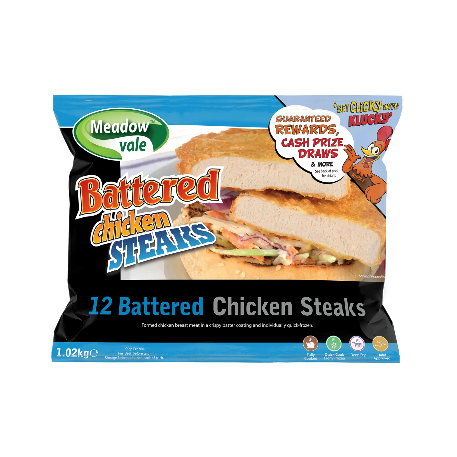 Meadow Vale battered chicken steaks for restaurants and takeaways