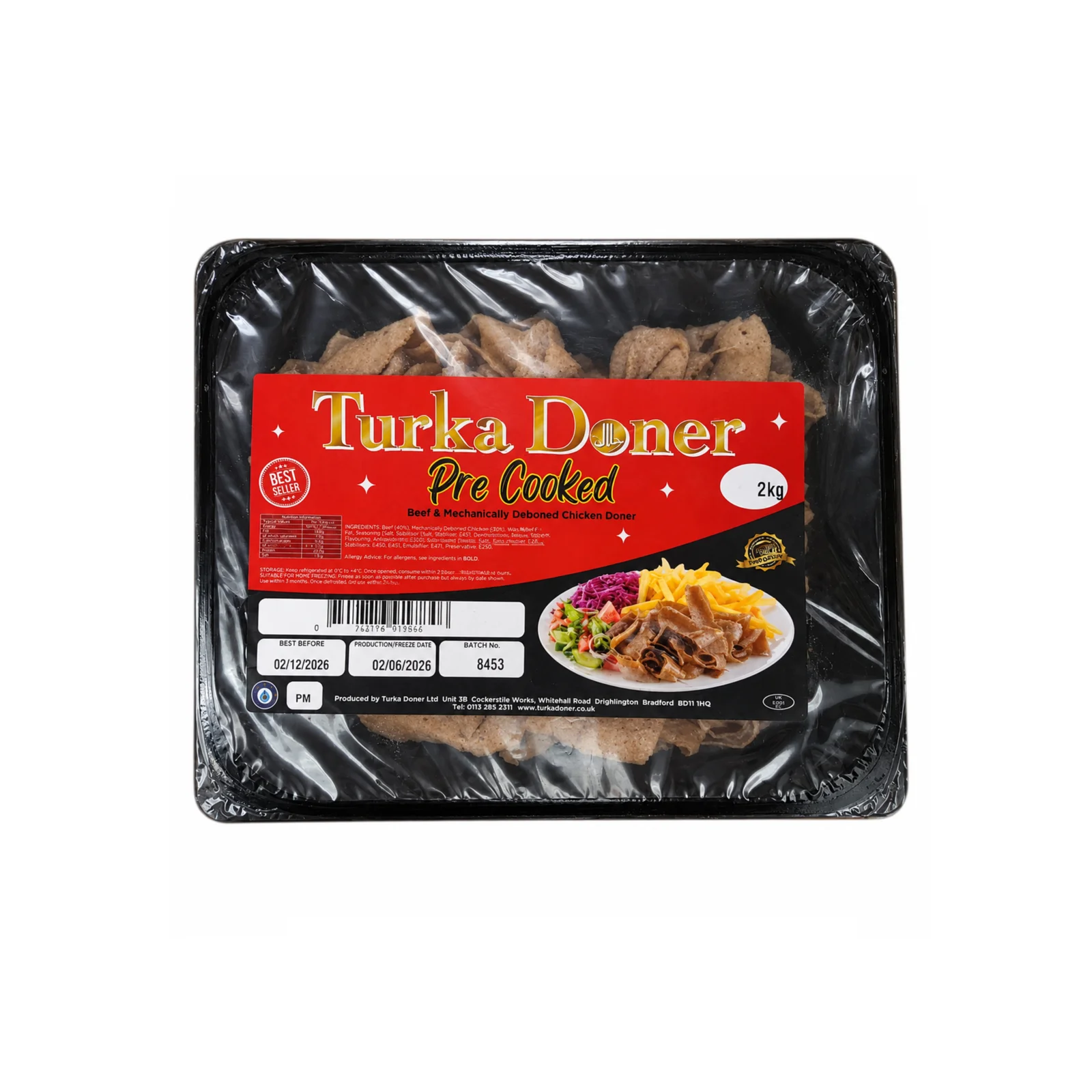 Turka cooked sliced beef and chicken doner kebab 2kg
