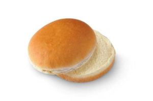 Soft plain burger bun shown whole and sliced for restaurants and takeaway businesses