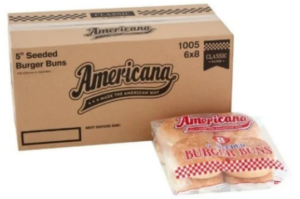 Americana 5 inch seeded burger buns 6x8